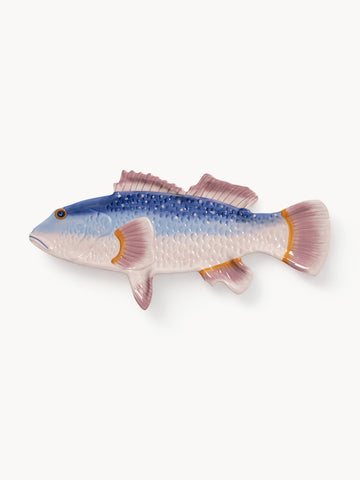 Hand-Painted Dolomite Serving Plate Fish
