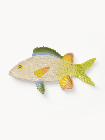 Hand-Painted Dolomite Serving Plate Fish