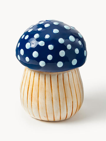 Hand Painted Dolomite Storage Jar Magic Mushroom