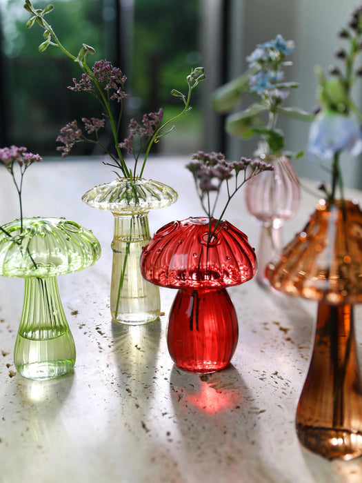 Glass Vases Mushroom, Set of 5