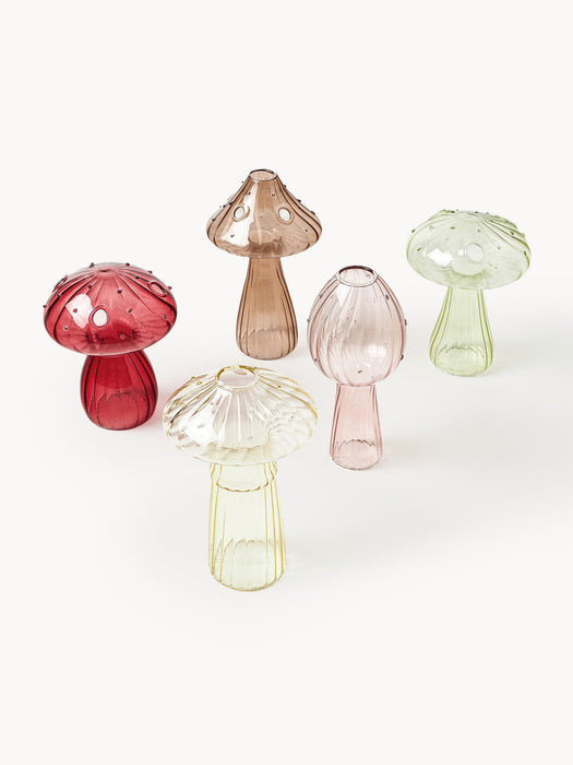Glass Vases Mushroom, Set of 5
