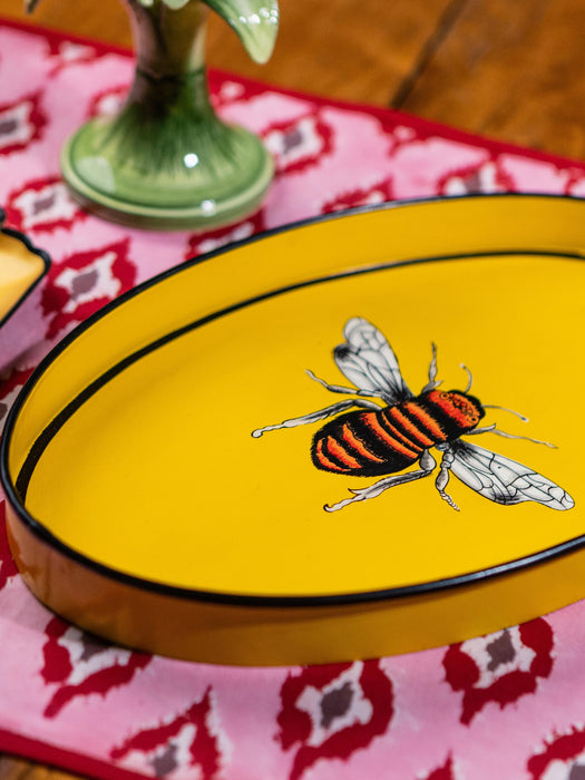 Hand-Painted Decorative Tray Fauna with Bee Motif