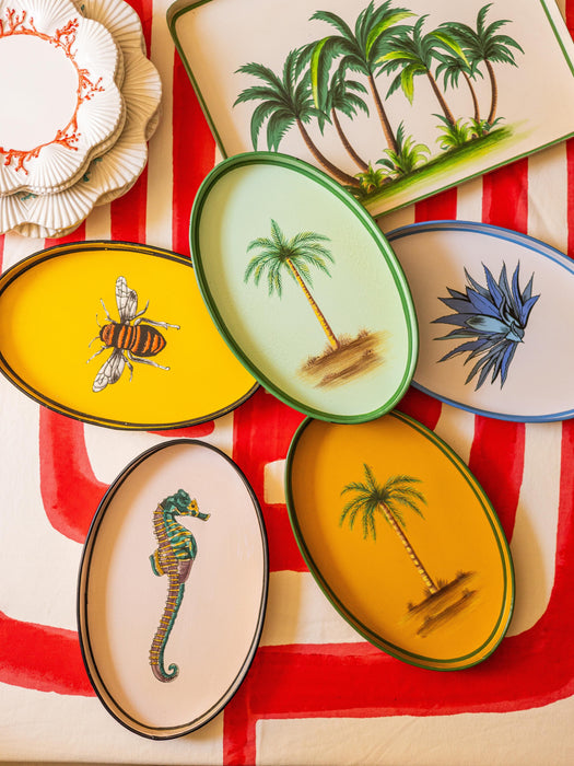 Hand-Painted Decorative Tray Fauna with Bee Motif