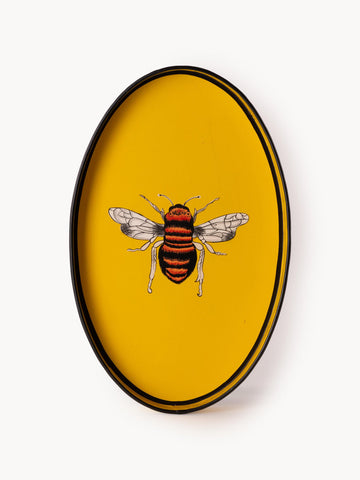 Fauna Hand-Painted Decorative Tray with Bee Motif