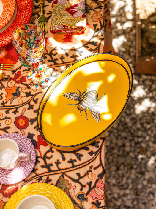 Hand-Painted Decorative Tray Fauna with Bee Motif