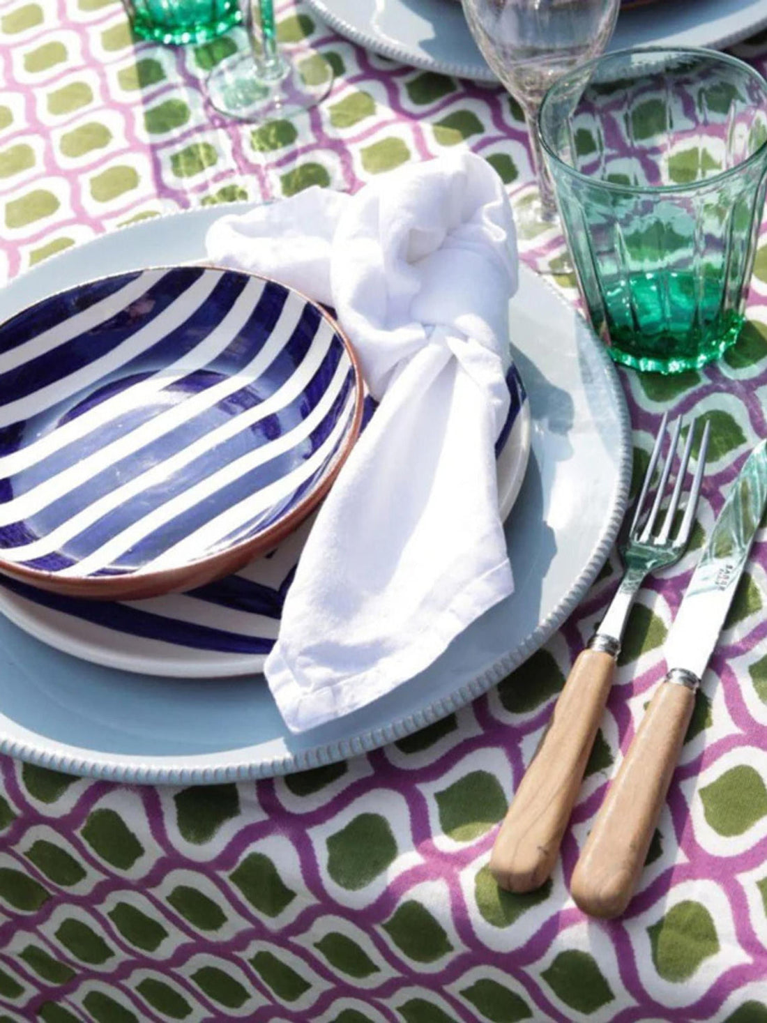 Azra Hand-Printed Cotton Tablecloth