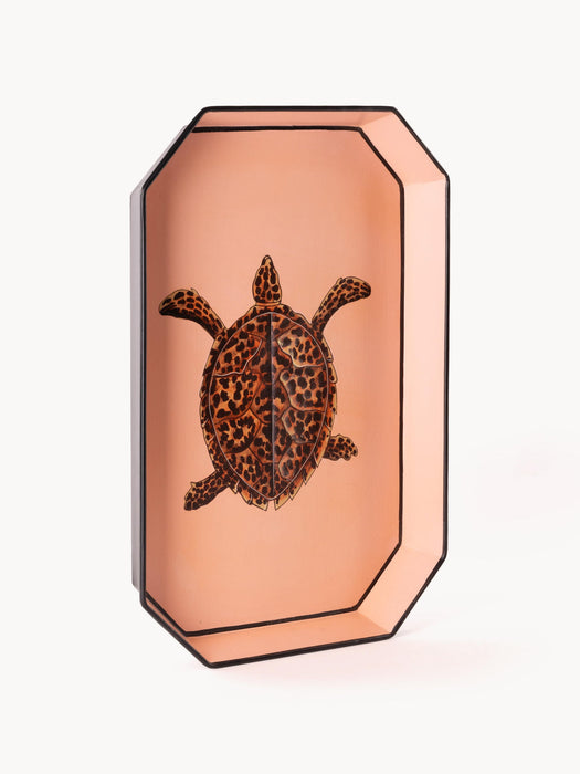 Fauna Hand-Painted Decorative Tray with Turtle Motif