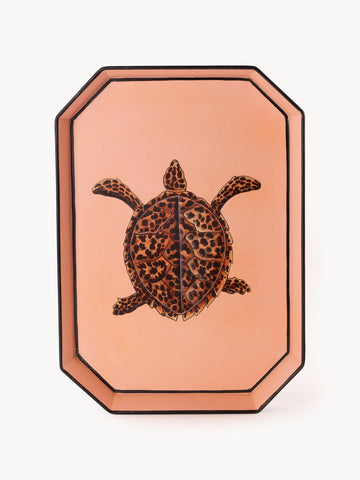 Fauna Hand-Painted Decorative Tray with Turtle Motif