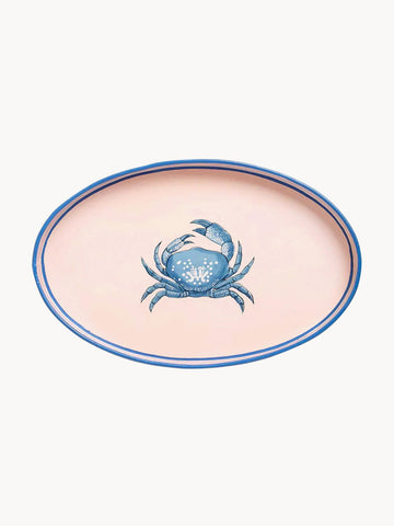 Fauna Hand-Painted Decorative Tray with Crab Motif