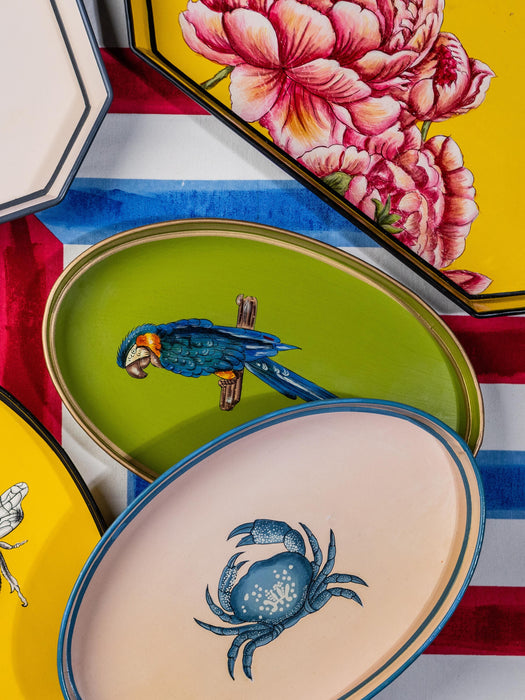 Hand-Painted Decorative Tray Fauna with Crab Motif