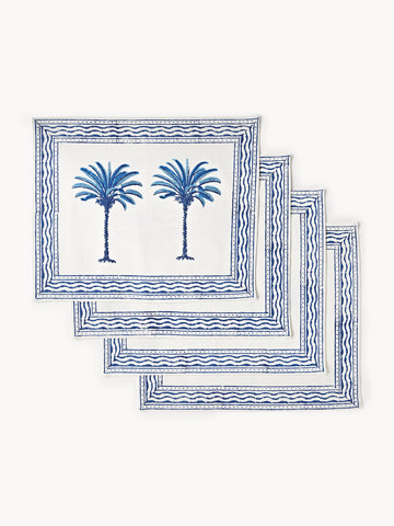 The Palms Hand-printed Cotton Placemats, Set of 4