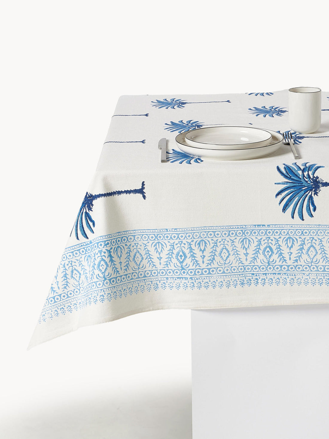 The Palms Hand-printed Cotton Tablecloth