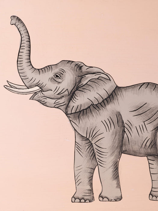 Fauna Hand-Painted Decorative Tray with Elephant Motif