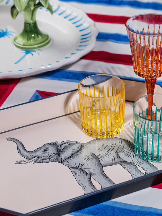 Hand-Painted Decorative Tray Fauna with Elephant Motif