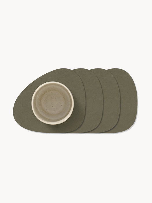 Asymmetrical Leather Coasters Curve Set of 4