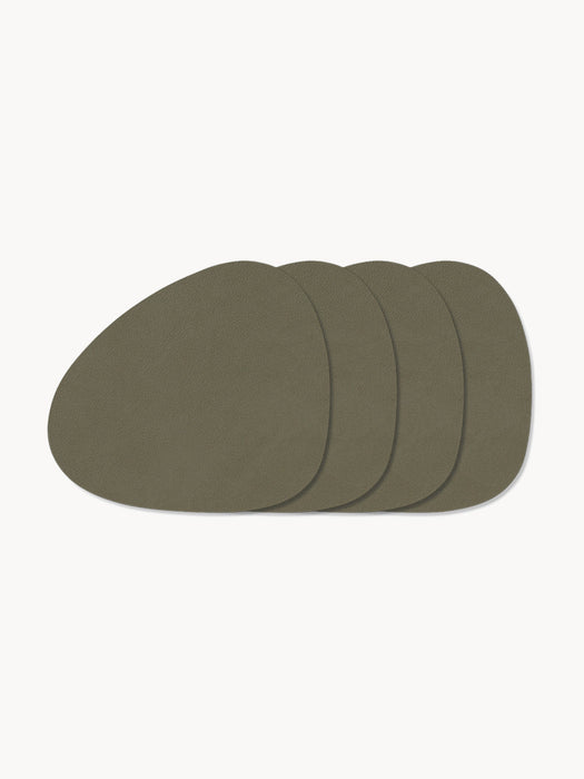 Asymmetrical Leather Coasters Curve Set of 4