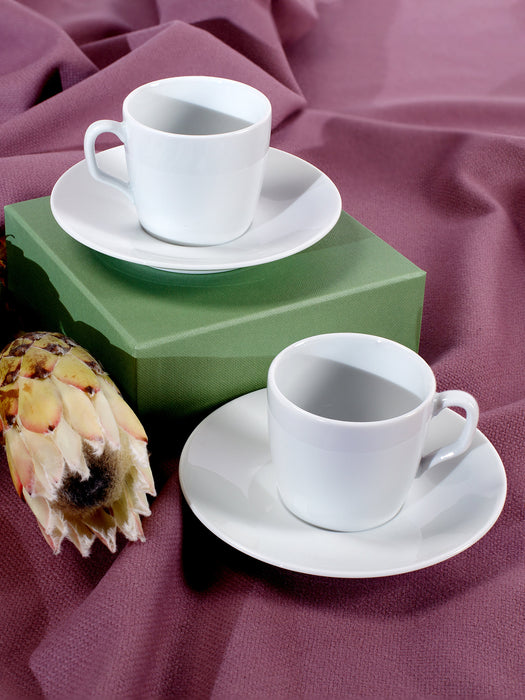 Handmade Porcelain Espresso Cups Cosmopolitan with Saucers Set of 2