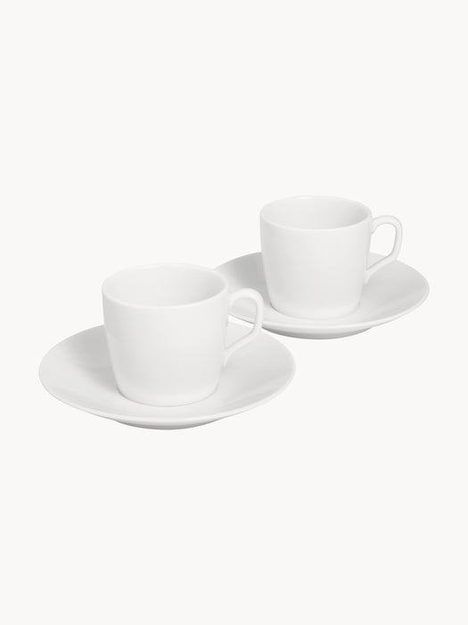 Handmade Porcelain Espresso Cups Cosmopolitan with Saucers Set of 2