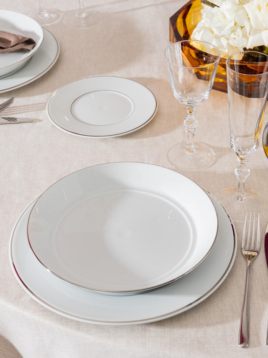 Handmade Porcelain Breakfast Plates Vitruv with Platinum Rim Set of 2
