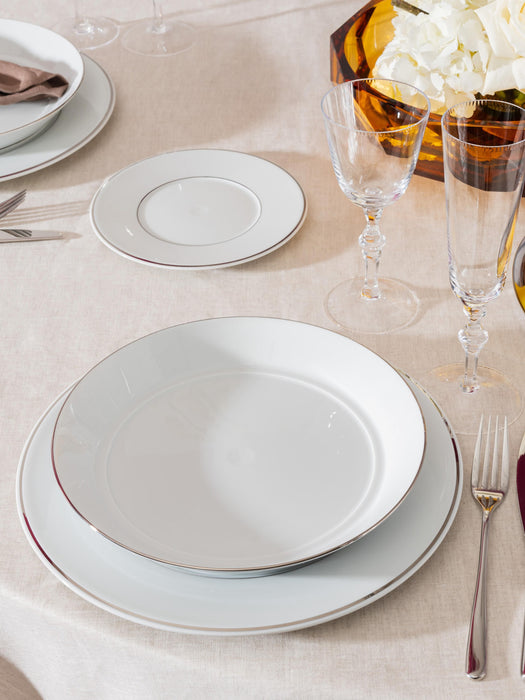 Handmade Porcelain Pasta Plates Vitruv with Platinum Rim Set of 2