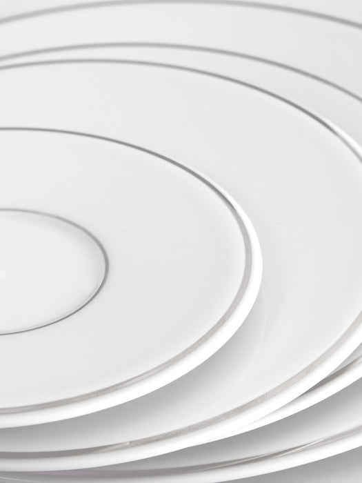 Handmade Porcelain Dinner Plates Vitruv with Platinum Rim Set of 2
