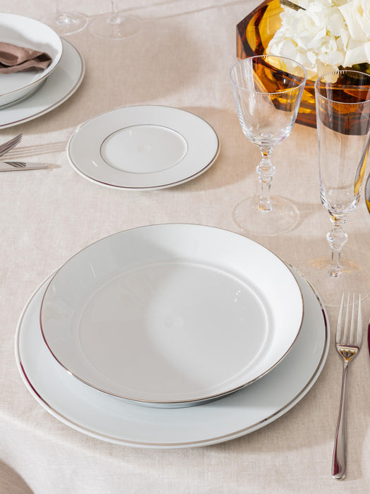 Handmade Porcelain Dinner Plates Vitruv with Platinum Rim Set of 2