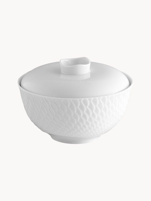 Handmade Serving Bowl Wellenspiel Relief with Lid