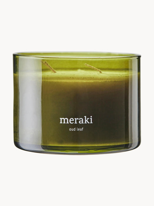 Scented Three-Wick Candle Oud Leaf Geranium Rose Sandalwood
