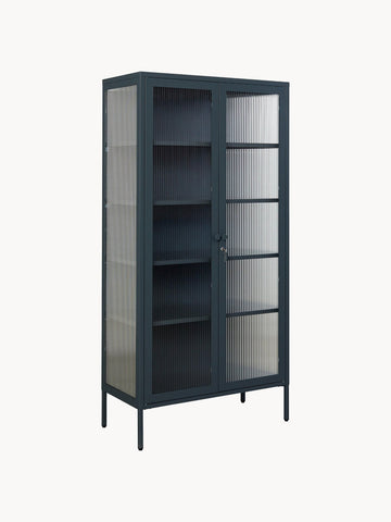 Metal Display Cabinet The Collector with Ribbed Glass