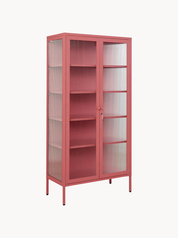 Metal Display Cabinet The Collector with Ribbed Glass