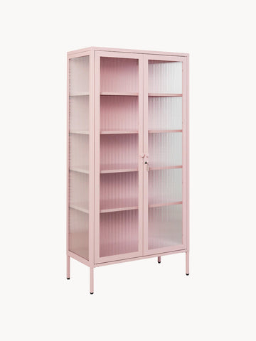 Metal Display Cabinet The Collector with Ribbed Glass