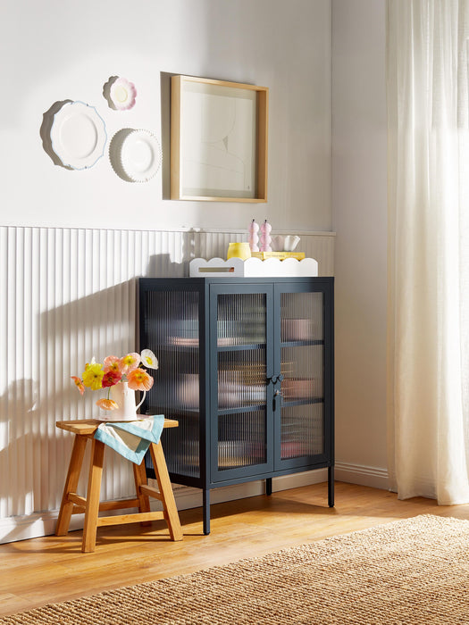Metal Display Cabinet The Mixer with Ribbed Glass