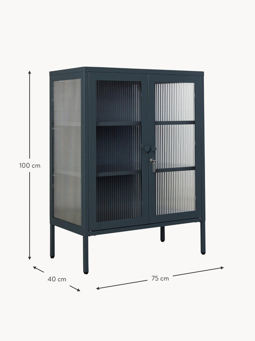 Metal Display Cabinet The Mixer with Ribbed Glass