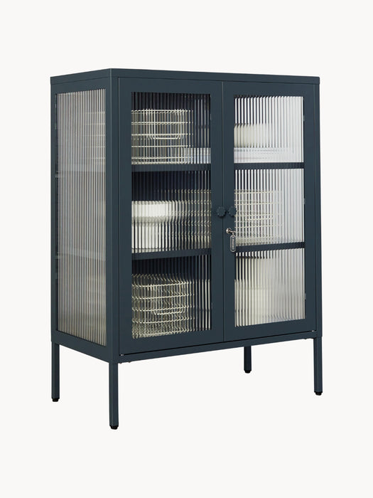 Metal Display Cabinet The Mixer with Ribbed Glass