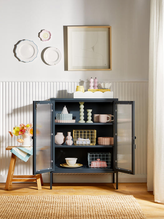Metal Display Cabinet The Mixer with Ribbed Glass