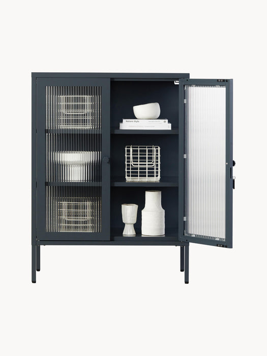 Metal Display Cabinet The Mixer with Ribbed Glass
