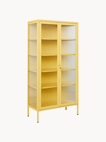 Metal Display Cabinet The Collector with Ribbed Glass