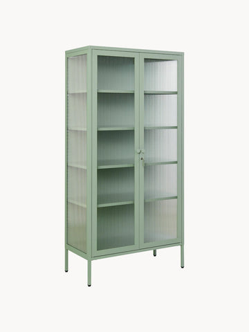 Metal Display Cabinet The Collector with Ribbed Glass