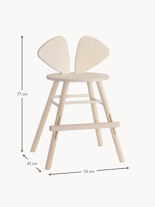Kids Oak Wood High Chair Mouse Junior