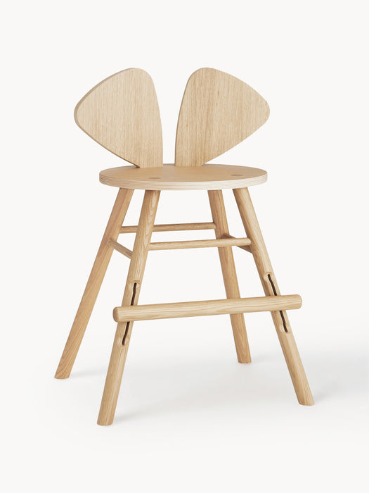 Kids Oak Wood High Chair Mouse Junior
