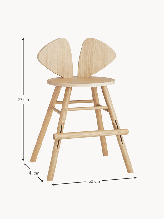 Kids Oak Wood High Chair Mouse Junior