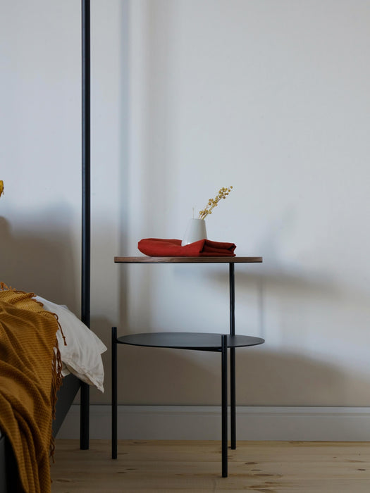 Round Metal Side Table Tu with Wooden Top