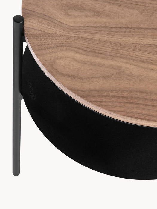 Round Metal Side Table Tu with Wooden Top