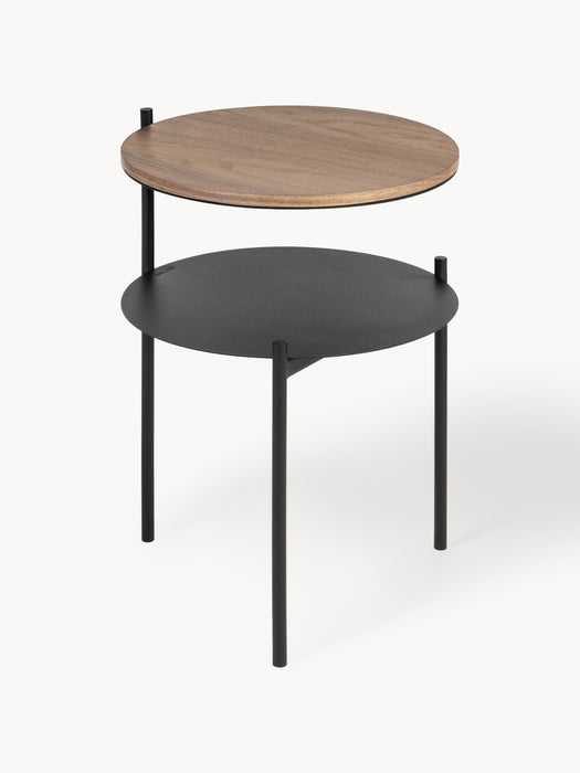 Round Metal Side Table Tu with Wooden Top