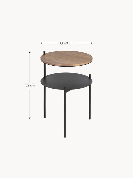 Round Metal Side Table Tu with Wooden Top