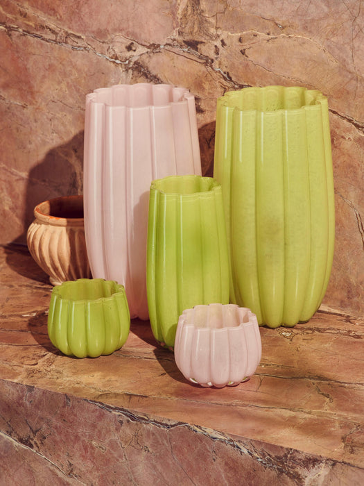 Melon Mouth-Blown Glass Tealight Holder
