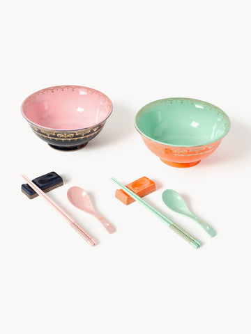 Asian Handmade Tableware Set, 2 People, Set of 10