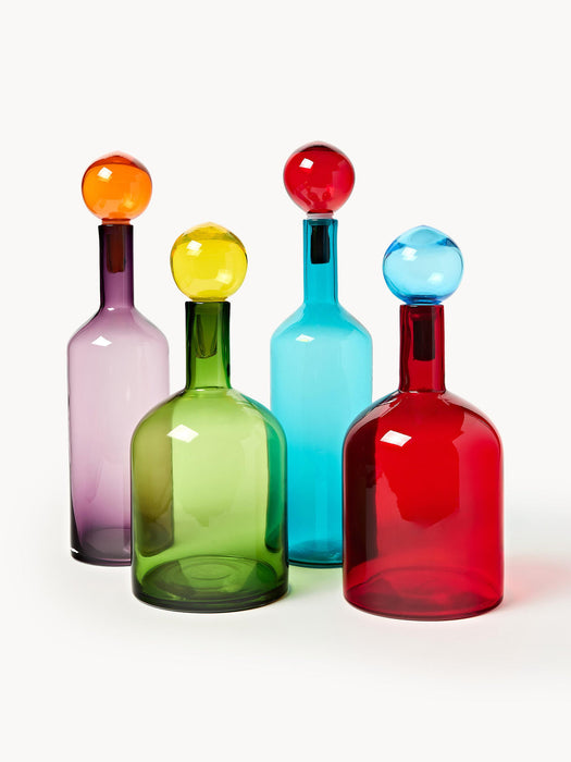 Bubbles Mouth-Blown Decorative Bottles, Set of 4