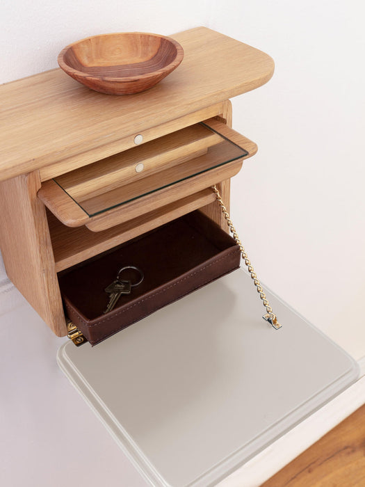 One More Look Wall Mirror with Wooden Shelf