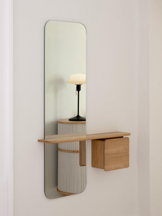 One More Look Wall Mirror with Wooden Shelf